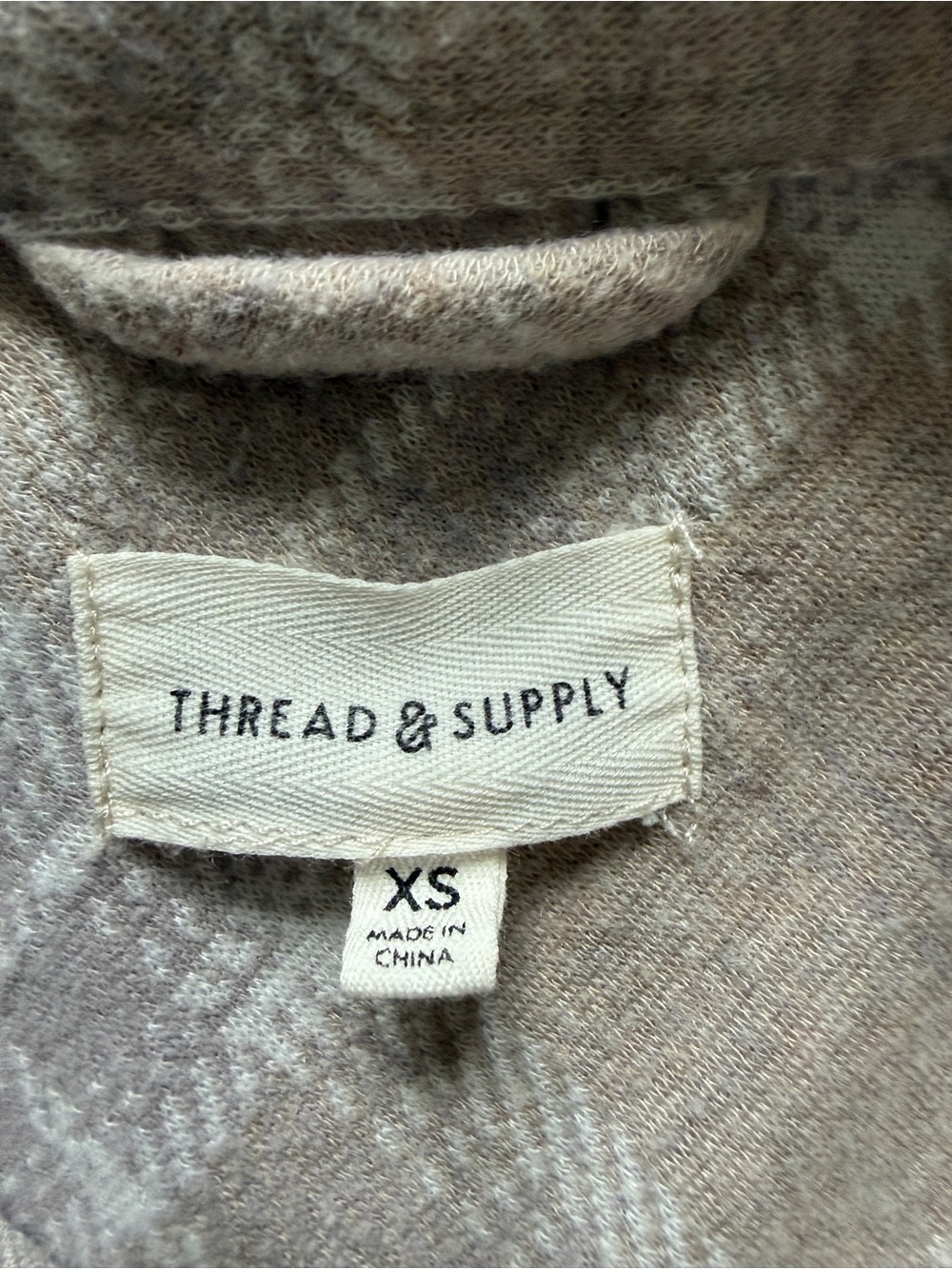 Thread & Supply Plaid Shirt Womens XS Beige White Soft Button Front Flannel - Picture 3 of 7